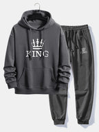 Men's Printed Relaxed Tracksuit – Cotton Blend Hoodie Set
