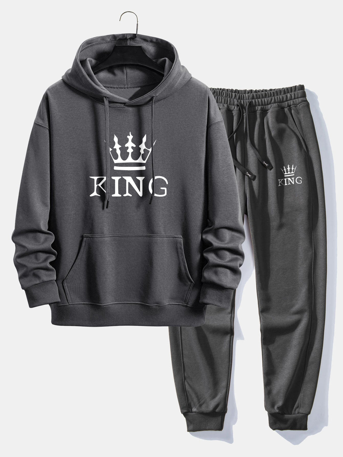 Men's Printed Relaxed Tracksuit – Cotton Blend Hoodie Set