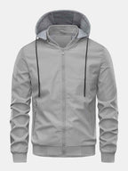Men's Zip-Up Bomber Jacket with Detachable Hood