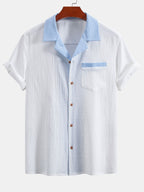 Men's Contrast Texture Shirt and Trouser Set – Cuban Collar