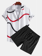 Men's Short-Sleeve Shirt Swim Set – Printed Two-Piece