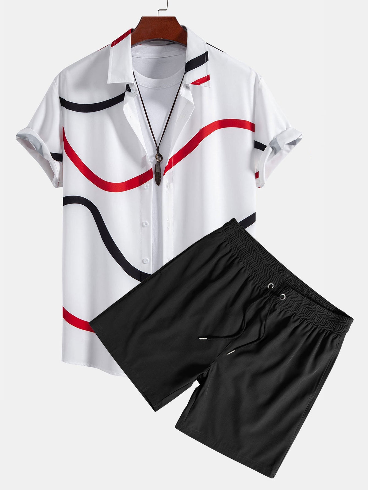 Men's Short-Sleeve Shirt Swim Set – Printed Two-Piece