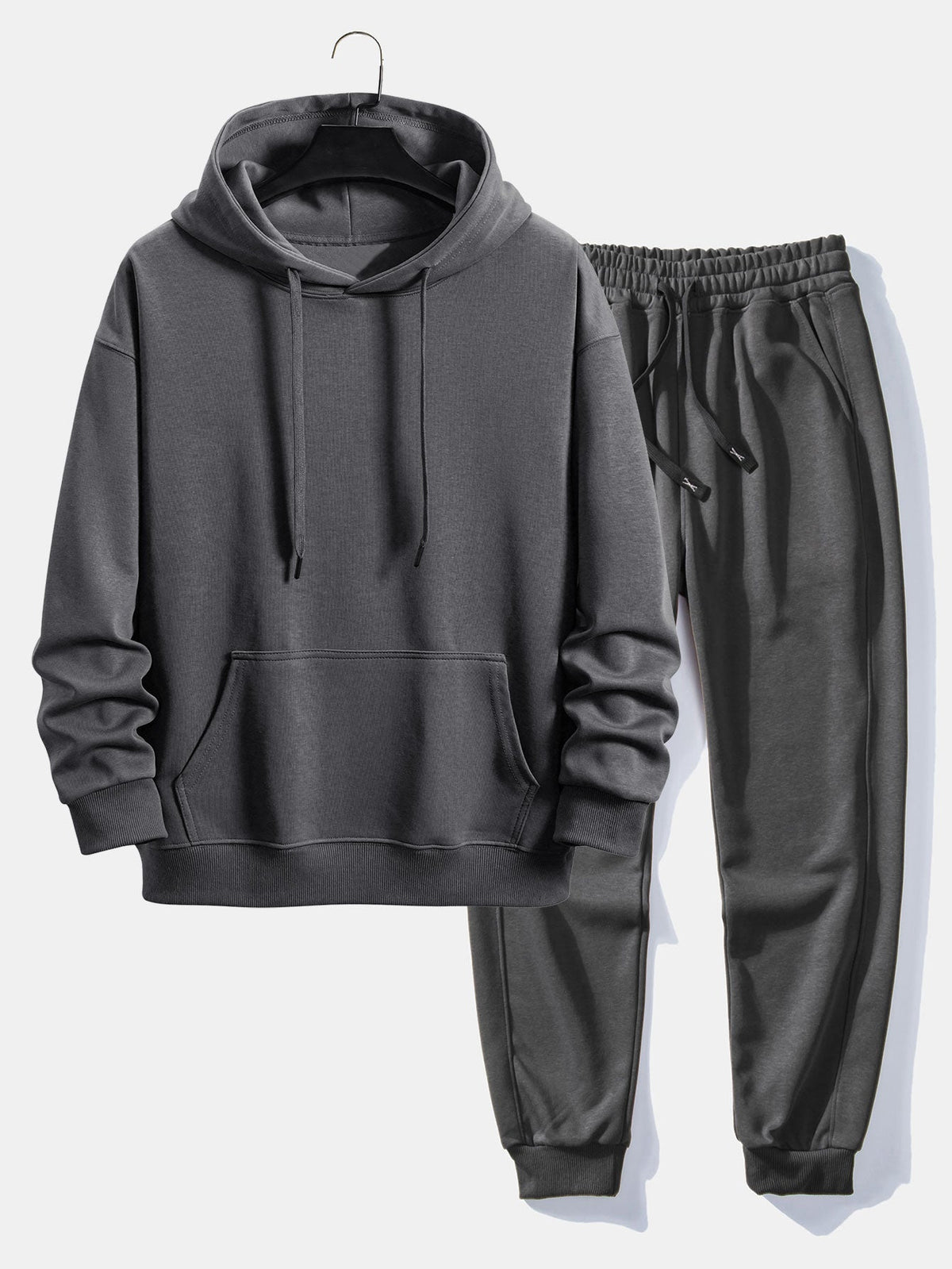 Men's Basic Tracksuit Set – Pullover Hoodie and Cuffed Joggers