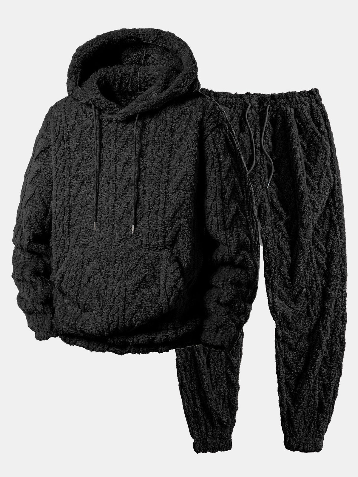 Men's Teddy Fleece Two-Piece Set – Relaxed Hoodie and Joggers