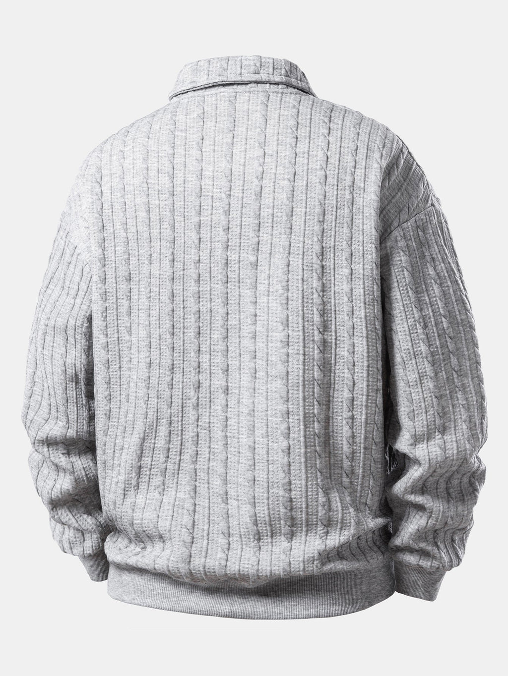 Men's Textured Jacquard Polo Sweatshirt – Relaxed Fit Long Sleeve Pullover