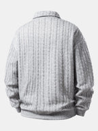 Men's Textured Jacquard Polo Sweatshirt – Relaxed Fit Long Sleeve Pullover