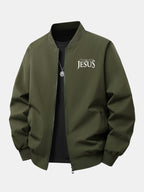 Men's Relaxed Fit Printed Bomber Jacket – Classic Zip-Up Streetwear