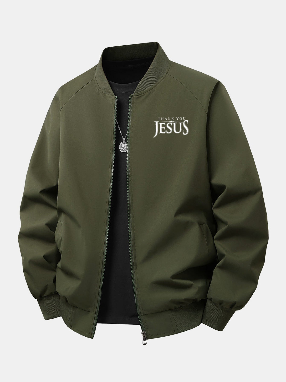 Men's Relaxed Fit Printed Bomber Jacket – Classic Zip-Up Streetwear