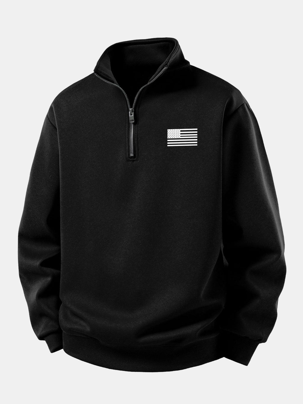 Men's American Flag Print Quarter Zip Sweatshirt with Stand Collar