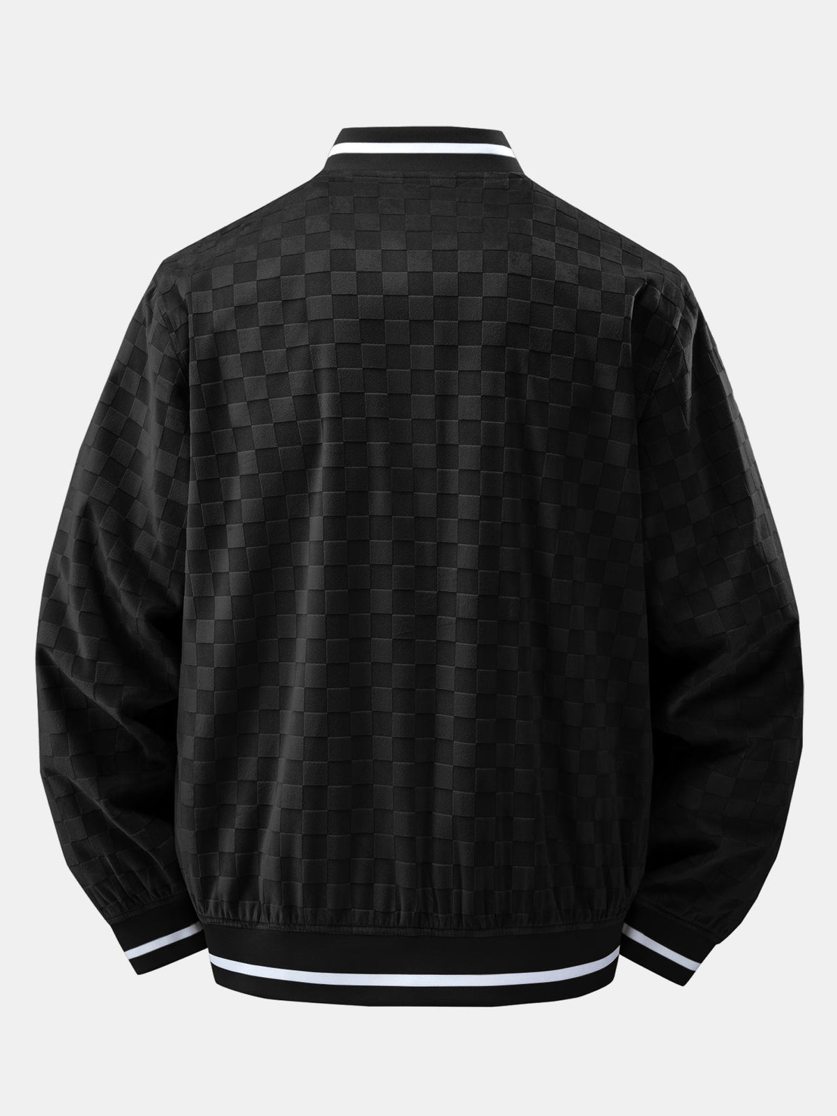 Men's Checkerboard Faux Suede Varsity Bomber Jacket