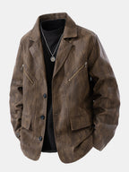 Men's Vintage Textured Faux Leather Jacket