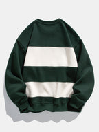 Men's Colour Block Crew Neck Sweatshirt – Relaxed Fit Cotton Blend Pullover