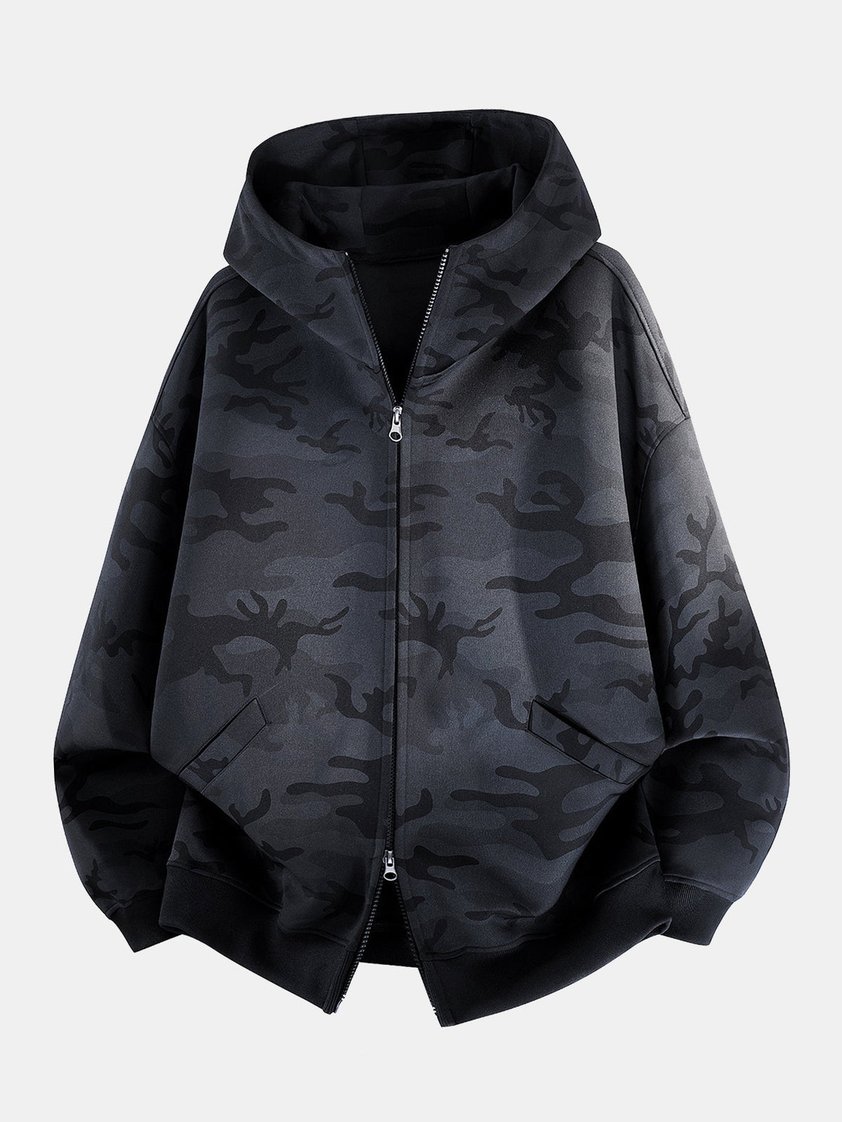 Men's Printed Zip-Up Hoodie with Relaxed Fit