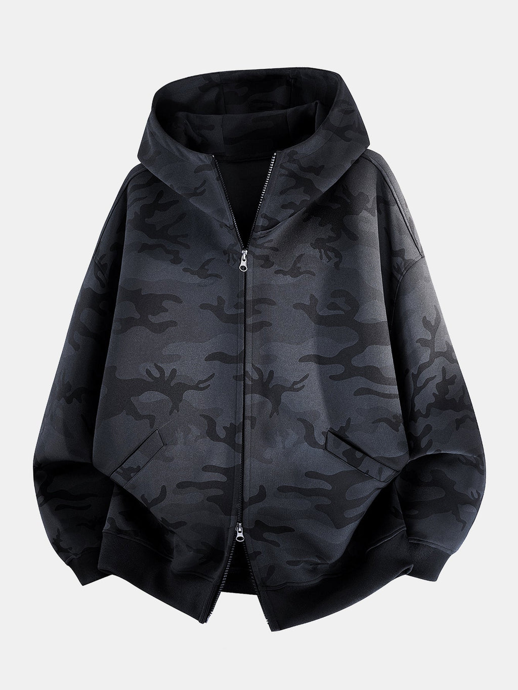 Men's Oversized Camouflage Zip-Up Hoodie