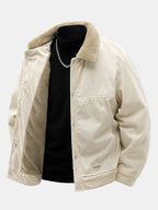 Men's Sherpa-Lined Corduroy Jacket with Snap Buttons