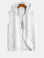 Men's Sleeveless Hooded Vest Tracksuit – Textured Jogger Co-Ord
