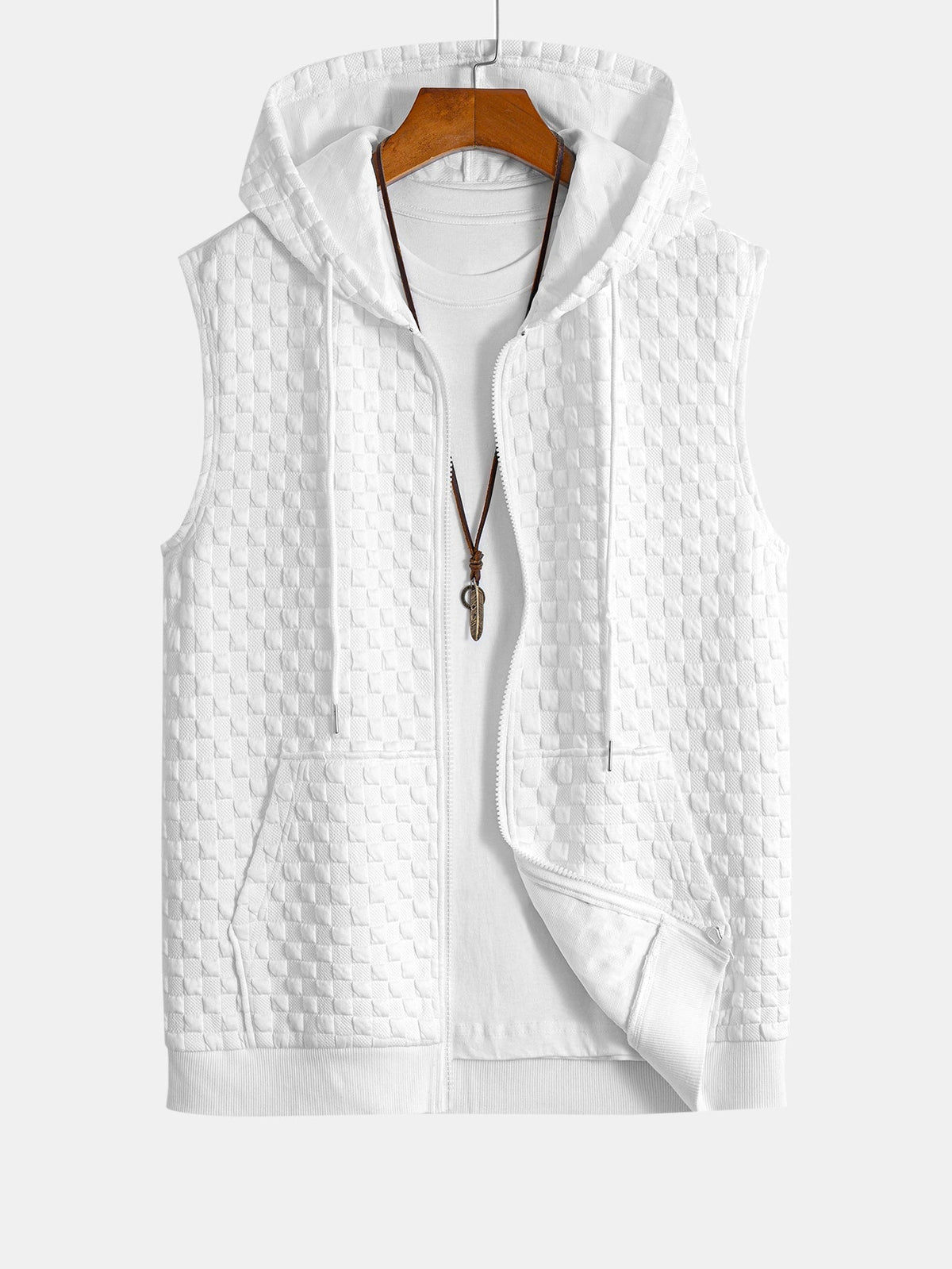 Men's Sleeveless Hooded Vest Tracksuit – Textured Jogger Co-Ord