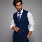 Men's Tweed-Style Waistcoat with Pocket Chain