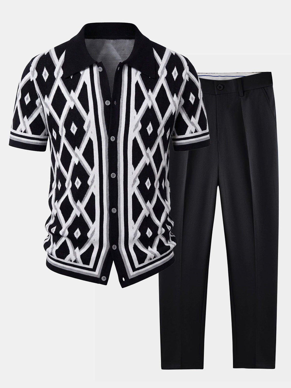Men's Viscose Knit Shirt and Tapered Trousers Set