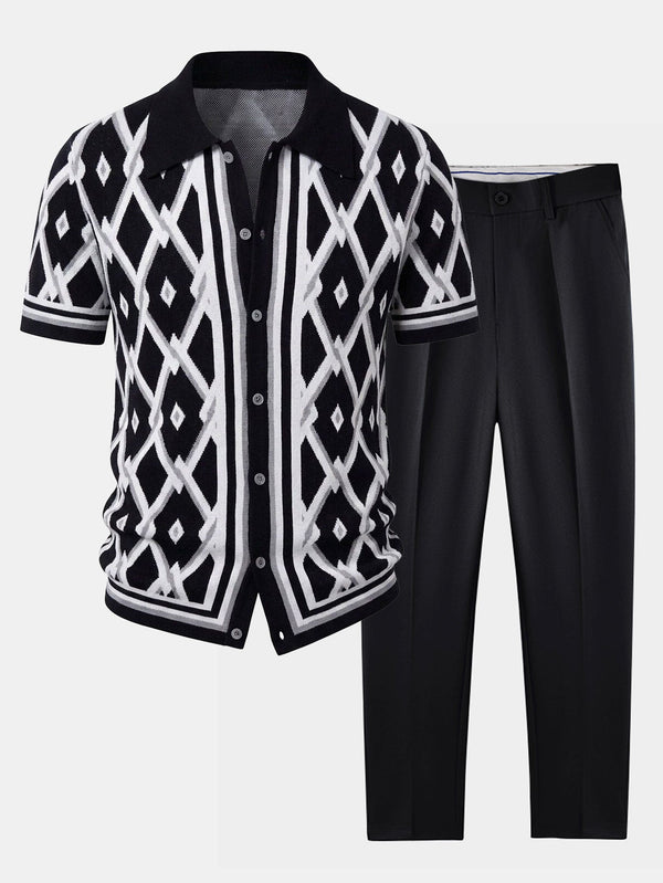 Men's Viscose Knit Shirt and Tapered Trousers Set