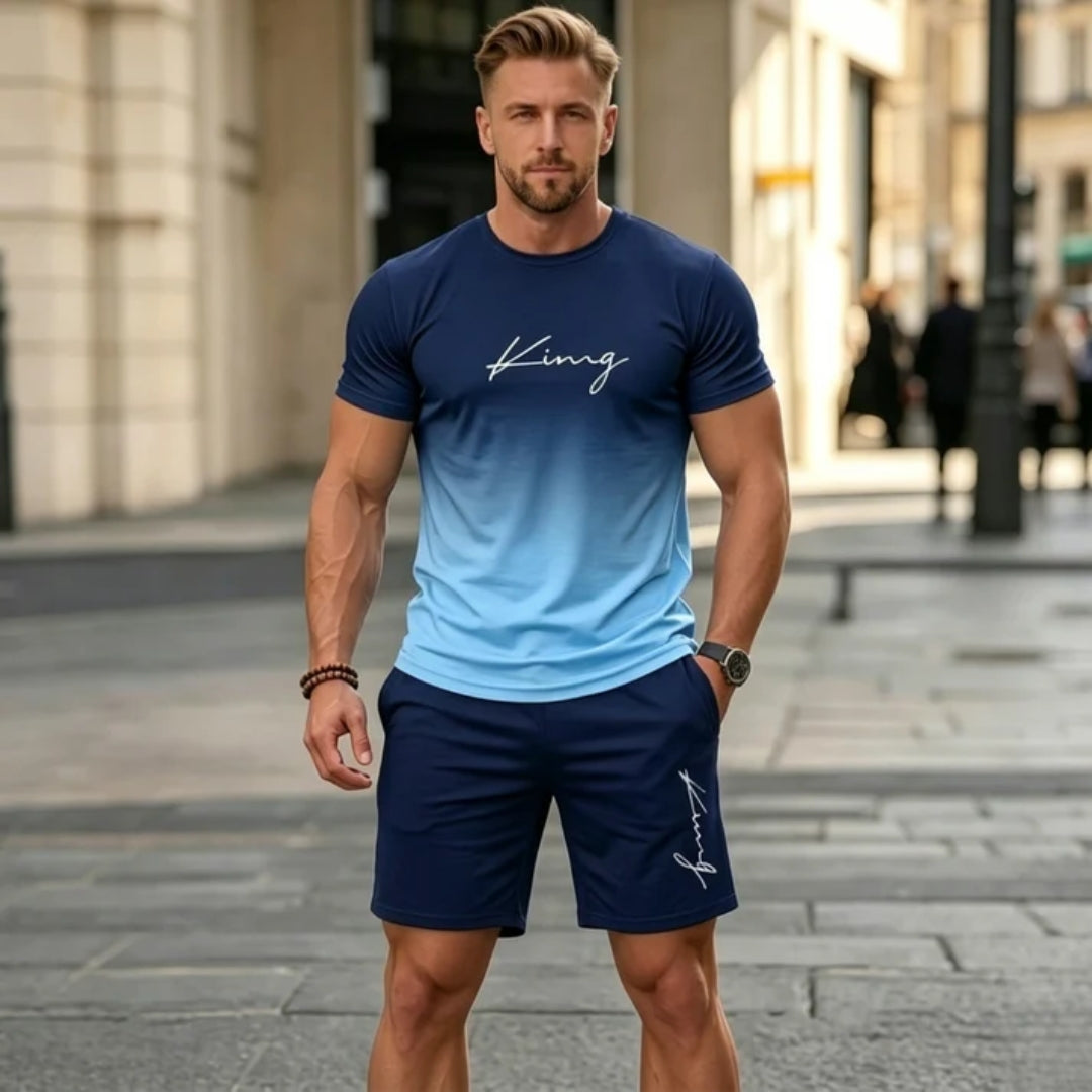 Men's Two-Piece Summer Set – Short-Sleeve T-Shirt and Drawstring Shorts