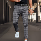 Men's Plaid Slim-Fit Chinos – Smart Casual Trousers