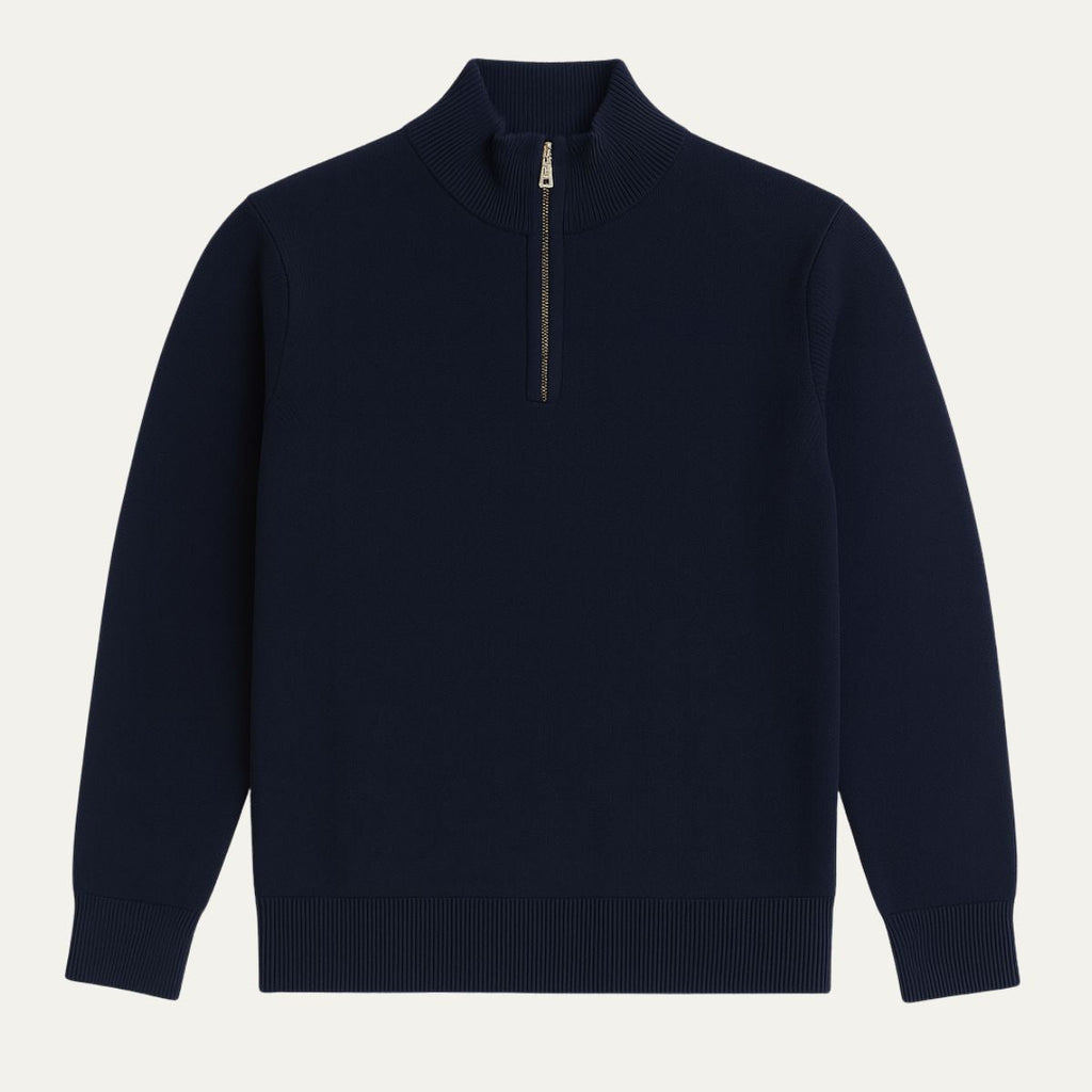 Men's Cotton Quarter-Zip Jumper – Ribbed Collar