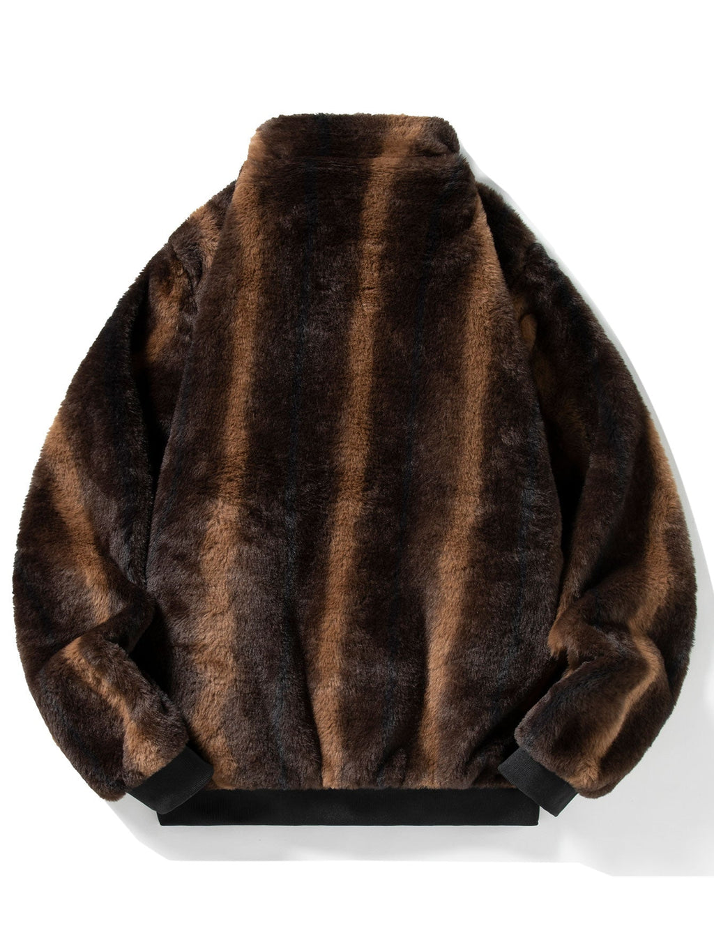 Men's Plush Faux Fur Zip-Up Jacket – Soft Textured Winter Outerwear