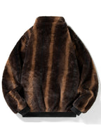 Men's Plush Faux Fur Zip-Up Jacket – Soft Textured Winter Outerwear