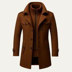 Men's Double-Layer Warm Coat – Zip Inner Layer and Button Front
