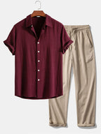 Men's Textured Two-Piece Set – 7 Colour Options