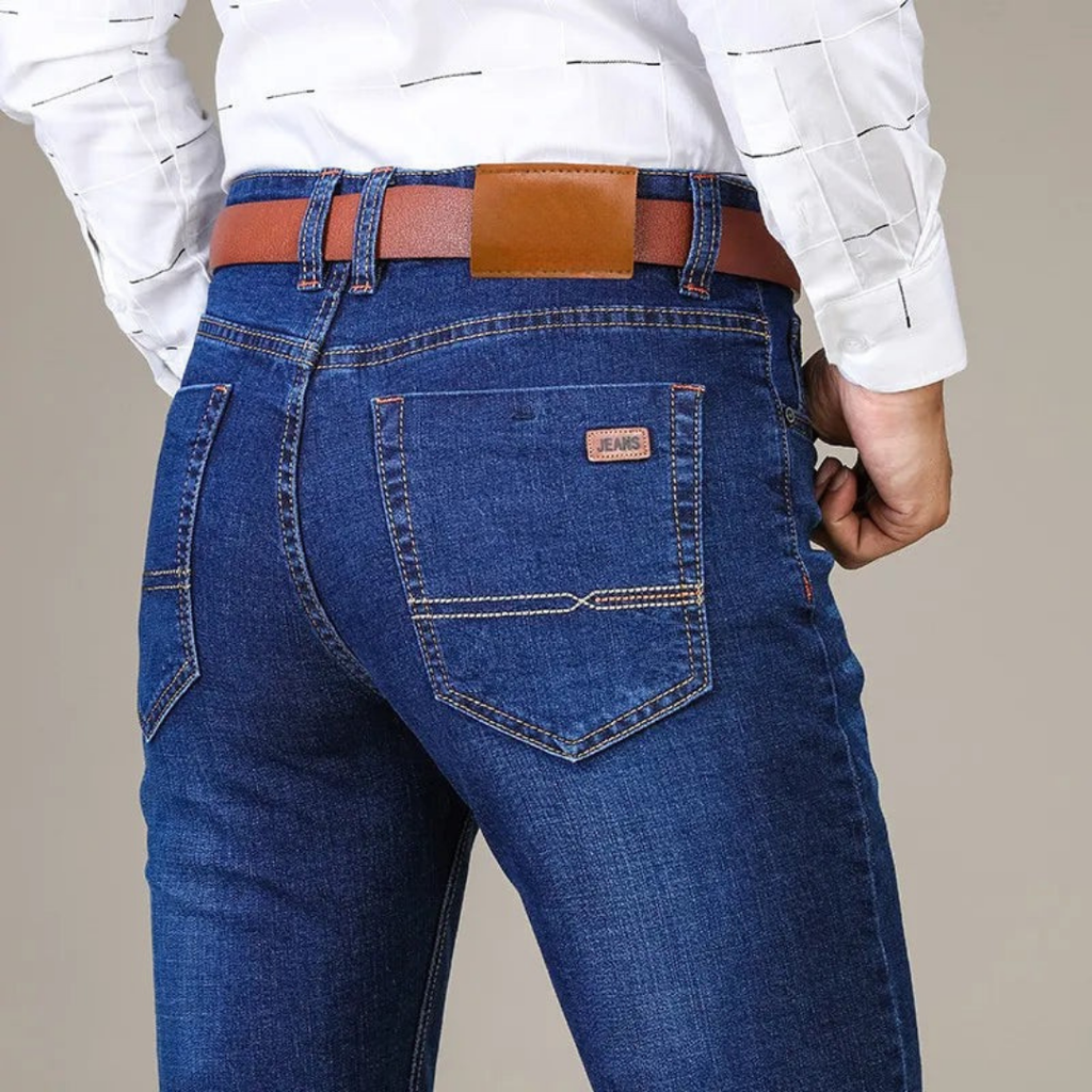 Men's Slim-Fit Stretch Jeans – Dark-Wash Denim Trousers