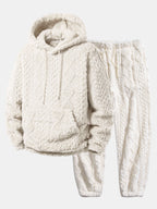 Men's Textured Teddy Tracksuit – Relaxed Hoodie and Joggers