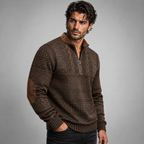 Men's Patterned Half-Zip Jumper with Elbow Patches
