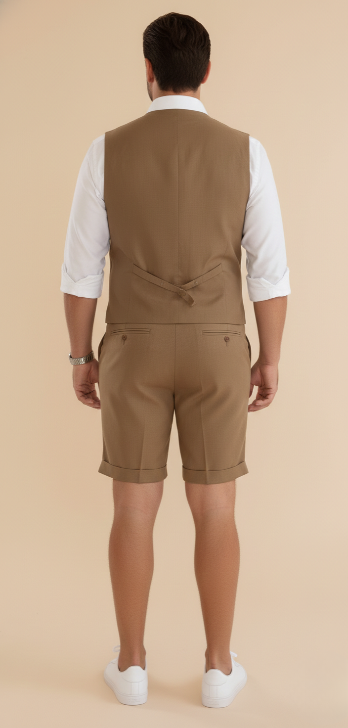 Men's Tailored Waistcoat and Shorts Set – Smart Casual Summer Outfit