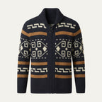 Men's Jacquard Shawl-Collar Cardigan – Patterned Knit