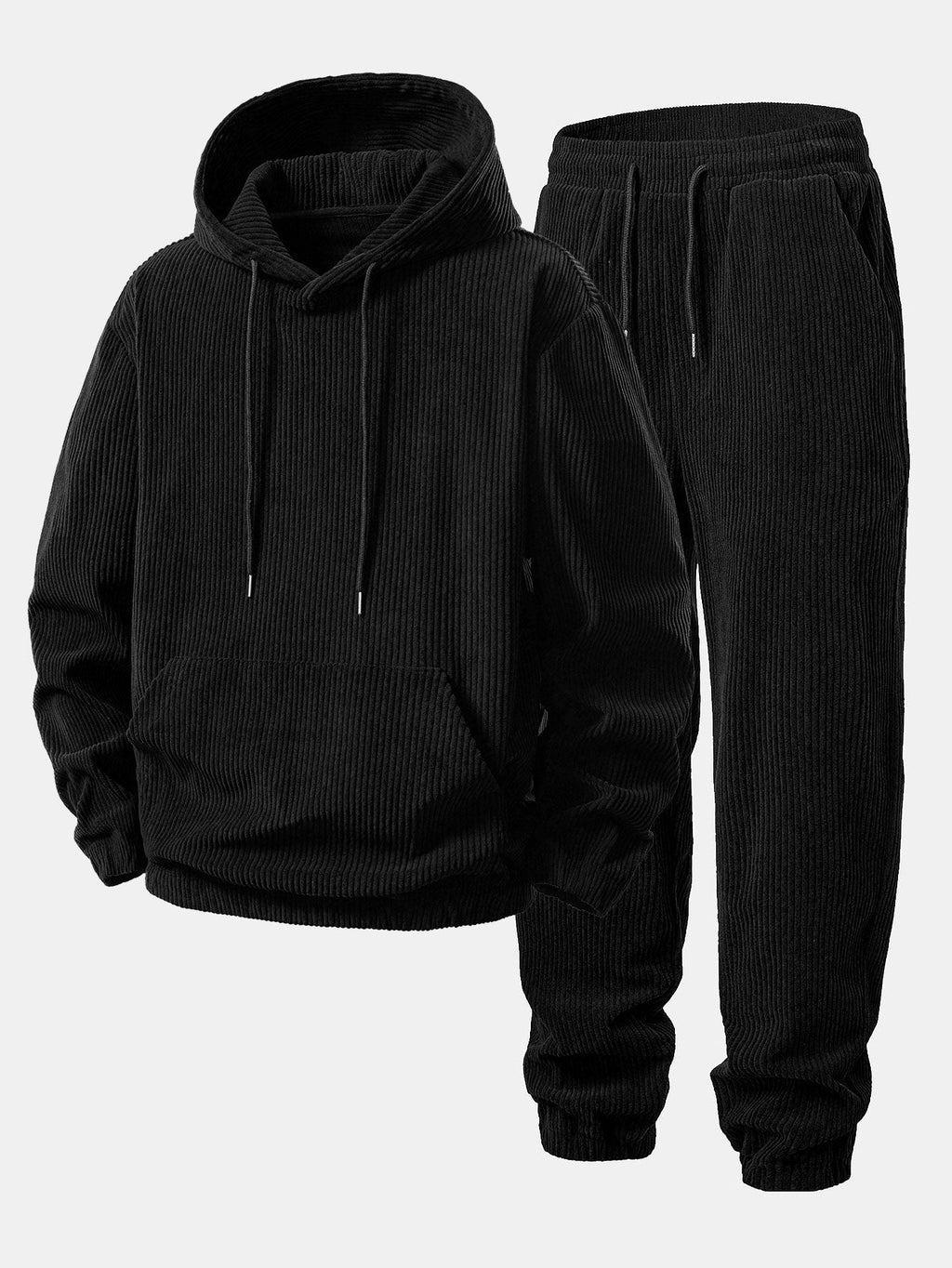 Men's Ribbed Corduroy Tracksuit – Relaxed Hoodie and Tapered Joggers