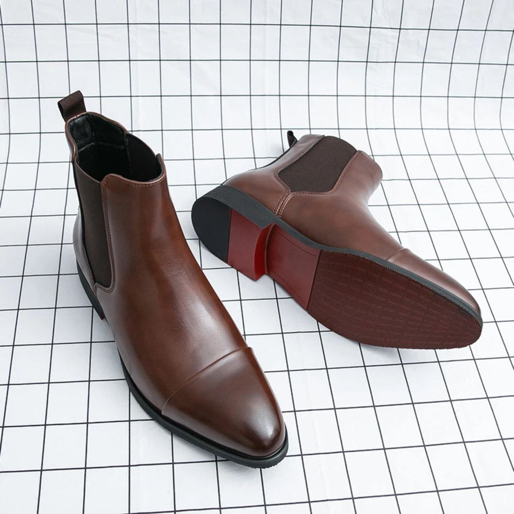 Men's Chelsea Boots – Elastic Side Panels, Red Sole