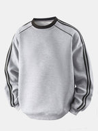 Men's Striped Waffle Crew Neck Sweatshirt