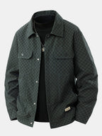 Men's Checkerboard Trucker Jacket with Chest Pockets