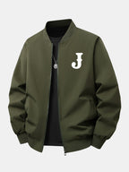 Men's Printed Bomber Jacket with Relaxed Fit and Full Zip