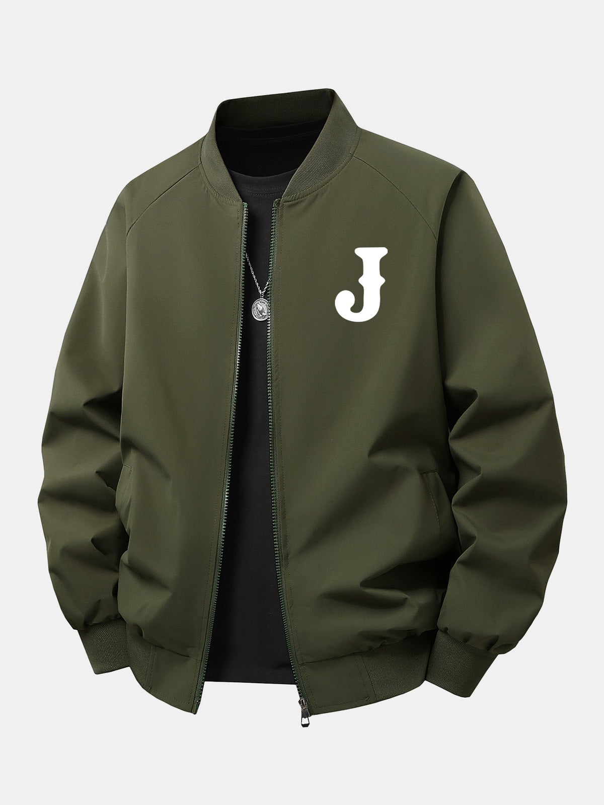 Men's Printed Bomber Jacket with Relaxed Fit and Full Zip