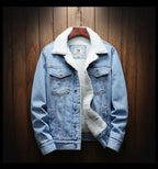 Men's faux fur-Lined Denim Jacket – Button-Front Layer
