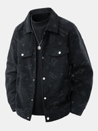 Men's Printed Corduroy Jacket with Snap Buttons