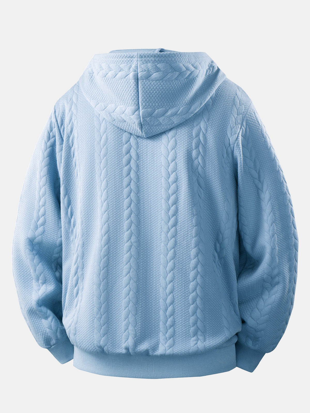 Men's Cable Jacquard Zip-Up Hoodie – Textured Long Sleeve Hooded Sweatshirt