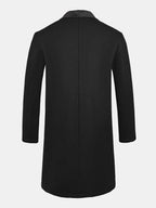 Men's Long Faux wool-blend Winter Coat – Double-Breasted Overcoat