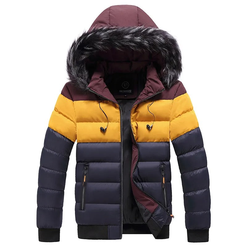 Men's faux fur-Trim Hooded Thermal Down Puffer Jacket