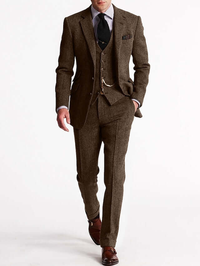 Men's Three-Piece Tweed-Style Suit – Vintage Cut