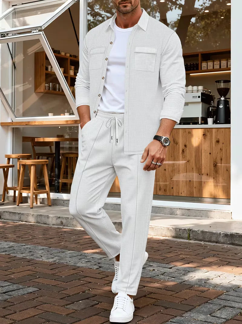 Men's Button-Up Bomber Jacket with Chest Pockets