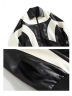 Men's Colour-Block Faux Leather Jacket